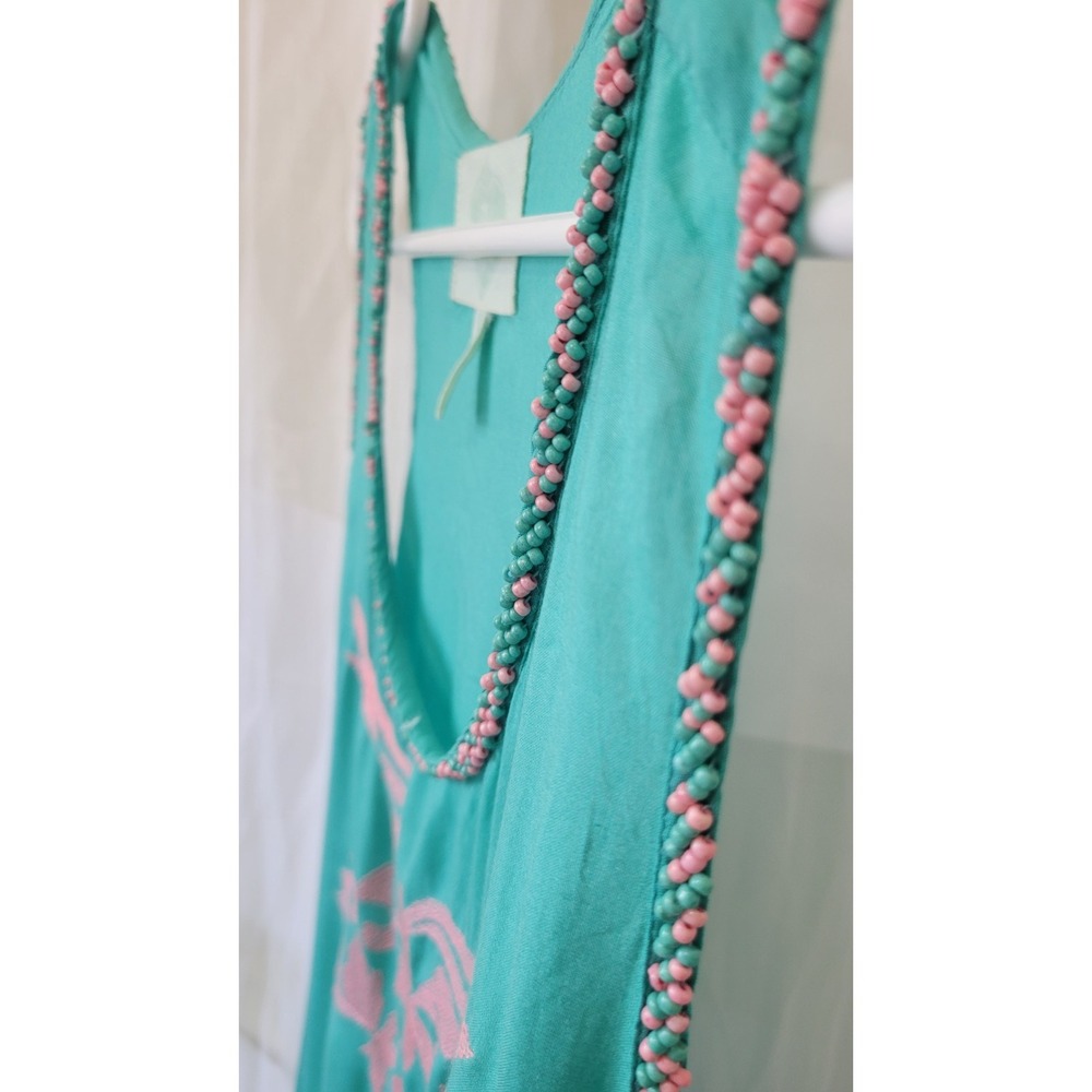Anthropologie Z&L Europe Women M Turquoise Embroidered Beaded Boho Maxi sz M - Picture 2 of 12